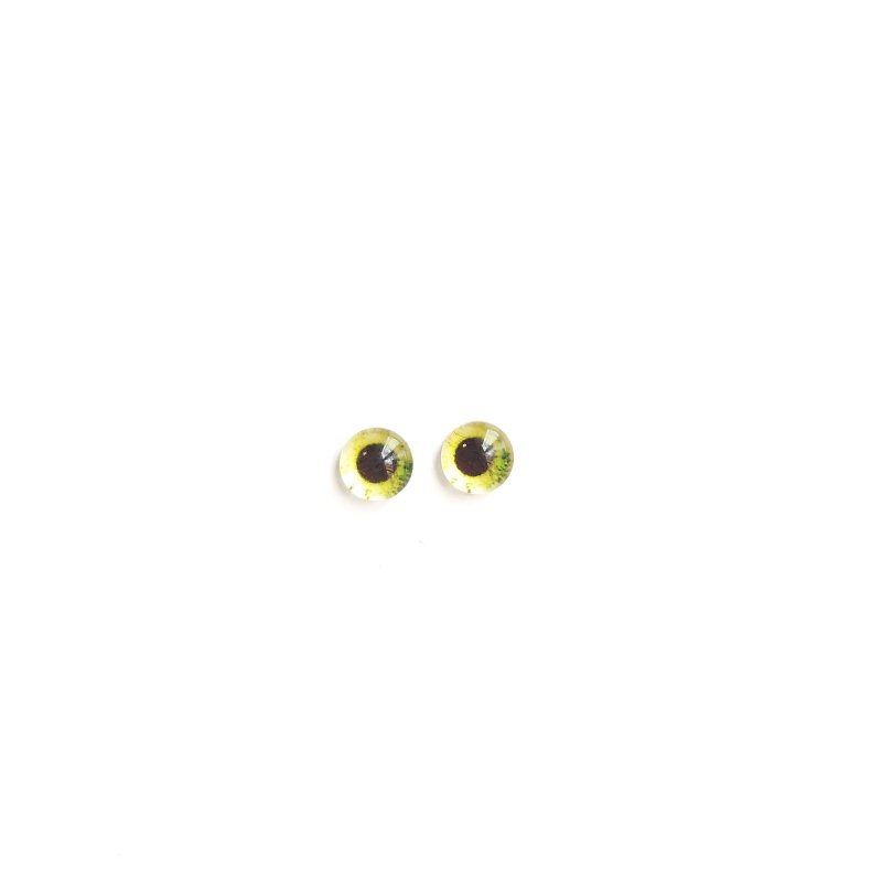 Очі скляні для ляльок №77241 (пара), 6 мм, колір світло-жовтий