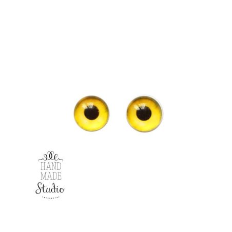 Очі скляні для ляльок №77241 (пара), 6 мм, колір світло-жовтий