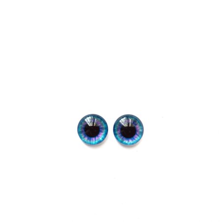 Очки скляні для ляльок №77358 (пара), 10 мм, колір бузковий з синім