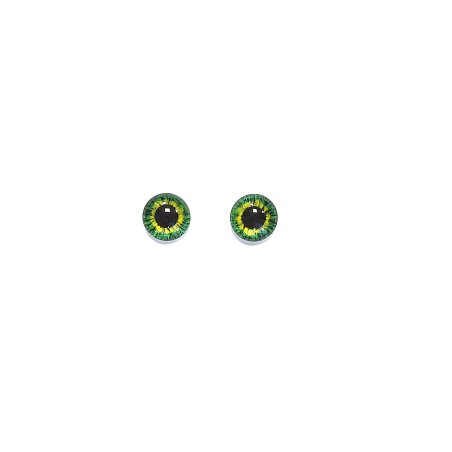 Очки скляні для ляльок №77370 (пара), 10 мм, колір темно жовто-зелений