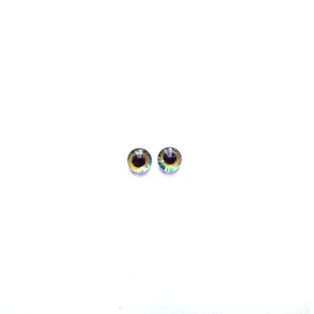 Очі скляні для ляльок №77322 (пара), 6 мм, колір смарагдово-жовтий