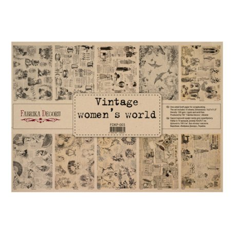 Набір одностороннього крафт-паперу VINTAGE WOMEN'S WORLD 42X29,7 СМ, 10 аркушів