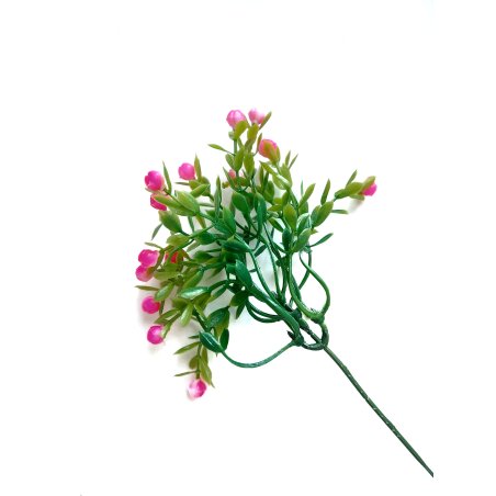 Штучна зелень "Гілочка дрібних ягідок", колір яскраво-рожевий, 24 см