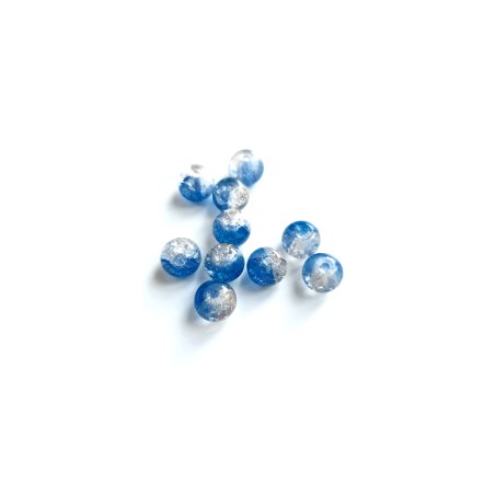 №100 Намистини з ефектом битого скла прозоро-синій, 0,8 см, 10 штук