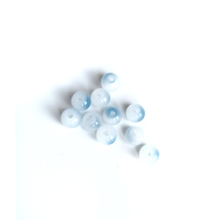 №3 Скляна намистина, біло-блакитний градієнт 0,8 см ,10ШТ