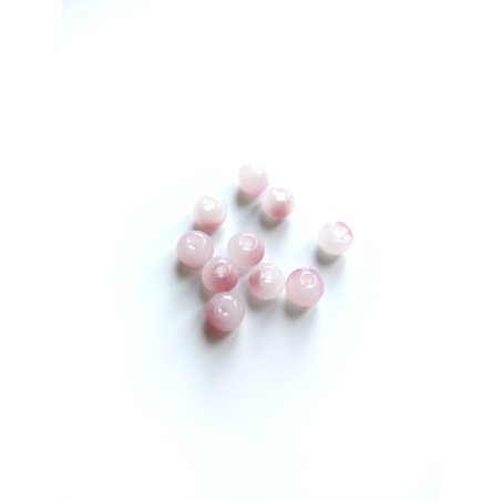 №5 Стеклянная бусина, бело-розовый градиент 0,8 см ,10ШТ