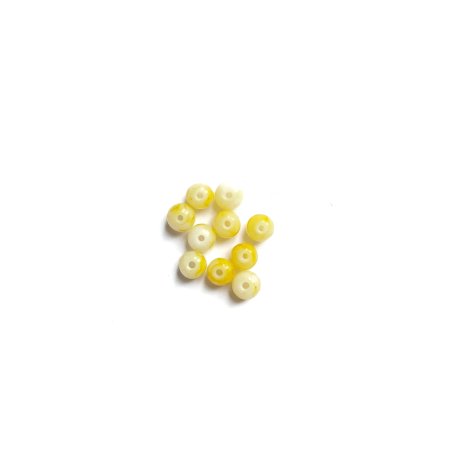 Намистини скляні під мармур, 4 мм колір жовтий, 10 шт