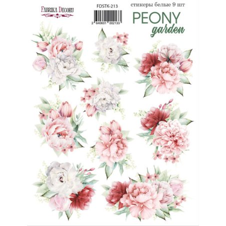 Набір наклейок (стікерів) 9 шт "Peony garden" №213