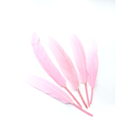 Перья ровные 12-15 см, цвет розовый, 5 штук