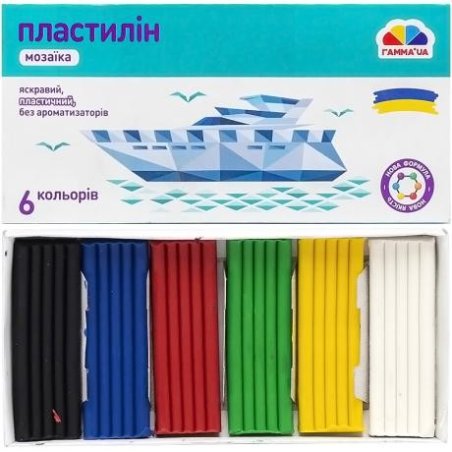 Набір дитячого пластиліну "Мозаїка" Гамма.ua, 6 кольорів,72 г