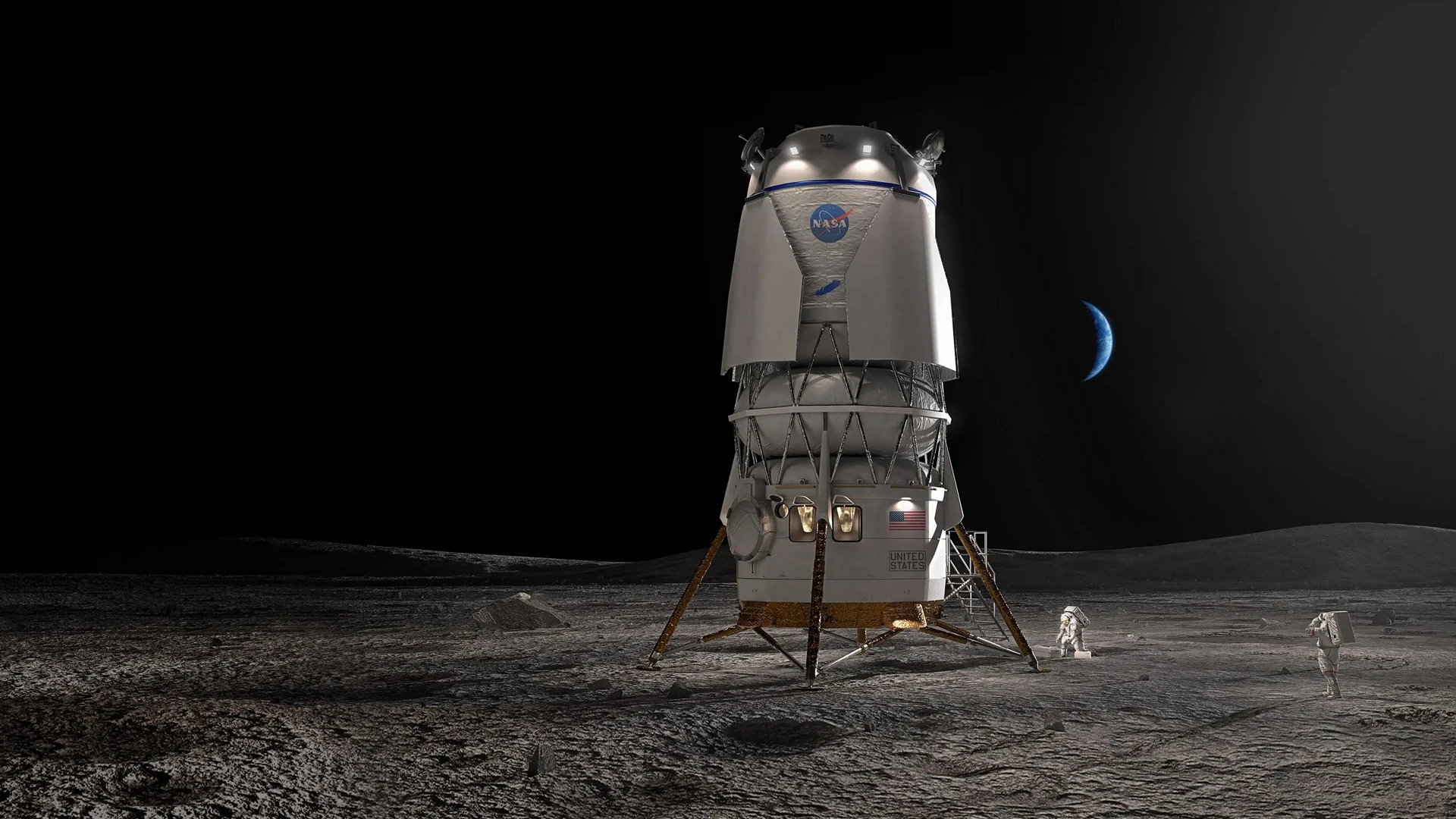 Посадковий модуль Blue Origin Blue Moon в уявленні художника