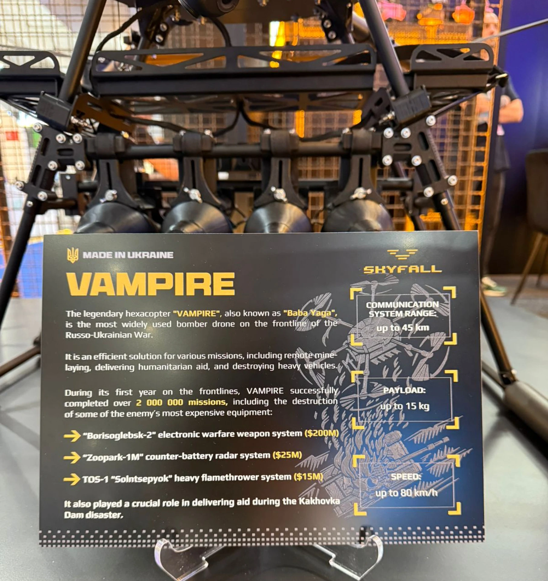Стенд з дроном Vampire на виставці World Defence Show 2026