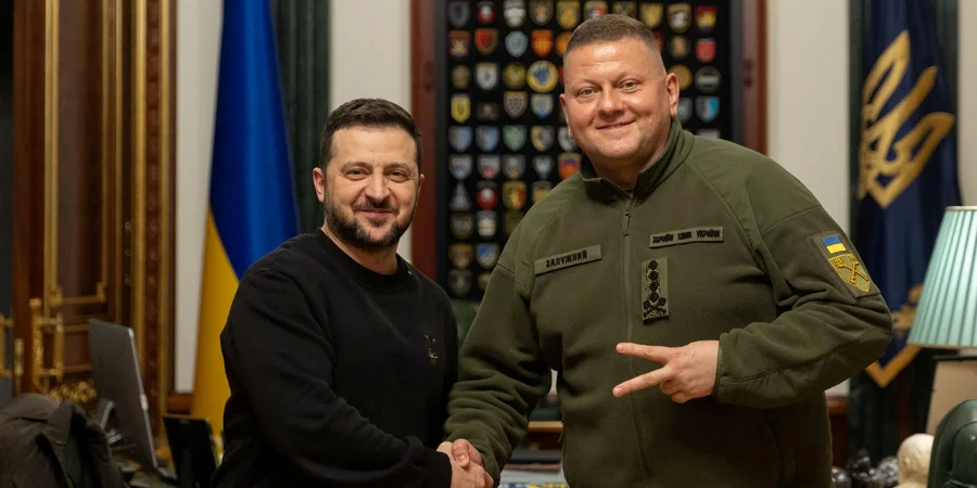 Володимир Зеленський та Валерій Залужний 8 лютого 2024 року (Фото: Ukrainian Presidential Press Service/Handout via REUTERS)