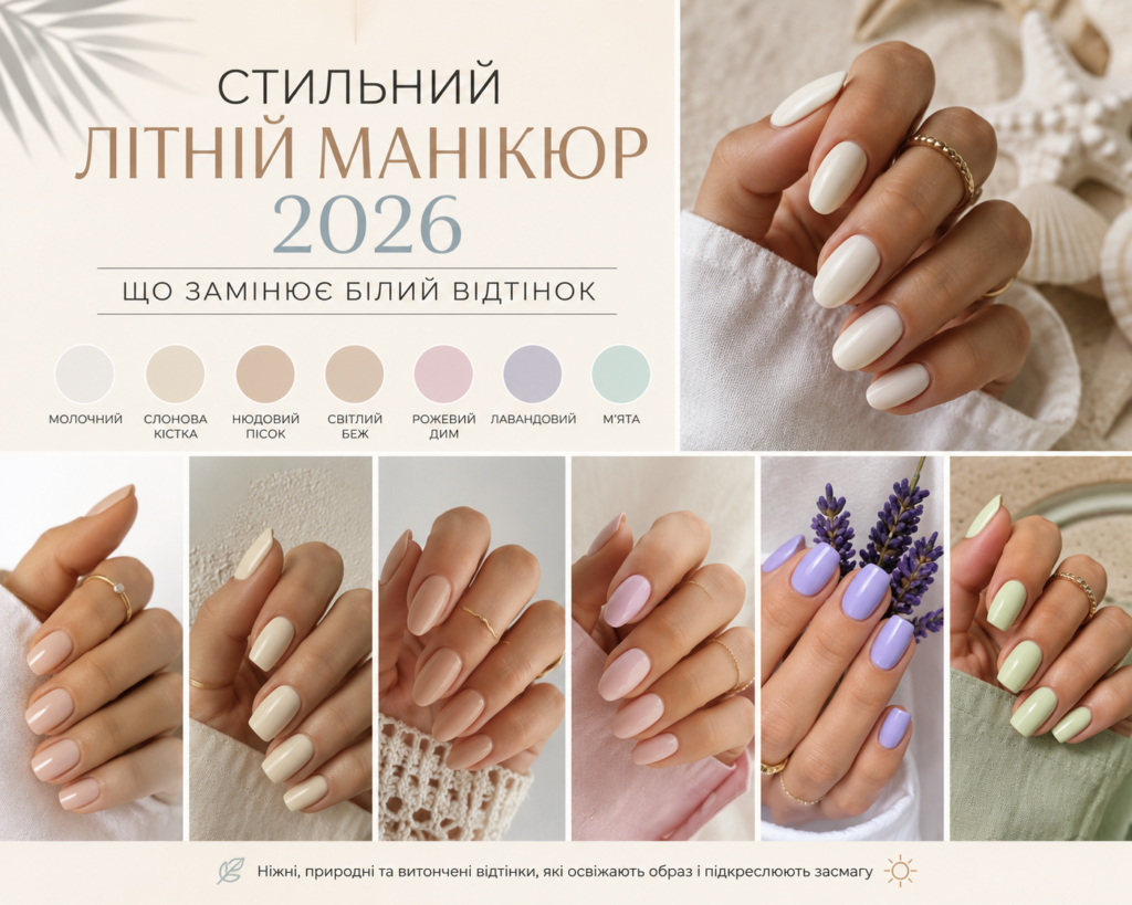 Стильний літній манікюр 2026, що замінює білий відтінок